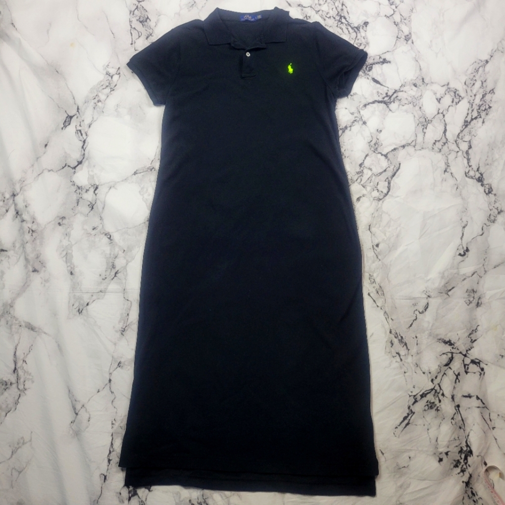 Polo Preppy Maxi dress Loungewear casual Black size Large summer spring